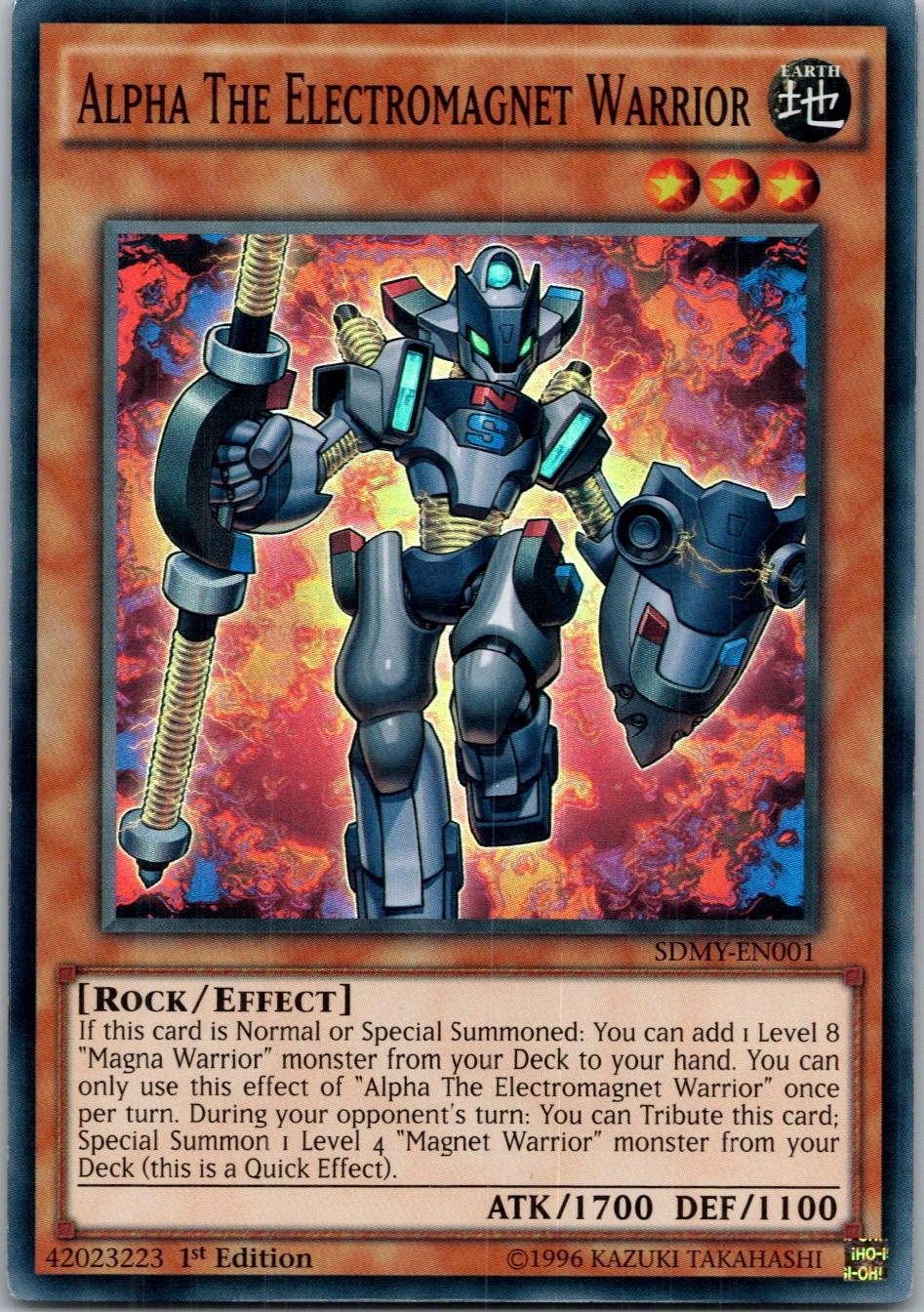 Yugioh Alpha The Electromagnet Warrior SDMY-EN001 1st Edition Super Rare NM