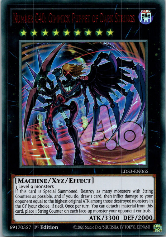 Yugioh Number C40: Gimmick Puppet of Dark Strings (Red) LDS3-EN065 1st Ed Ultra