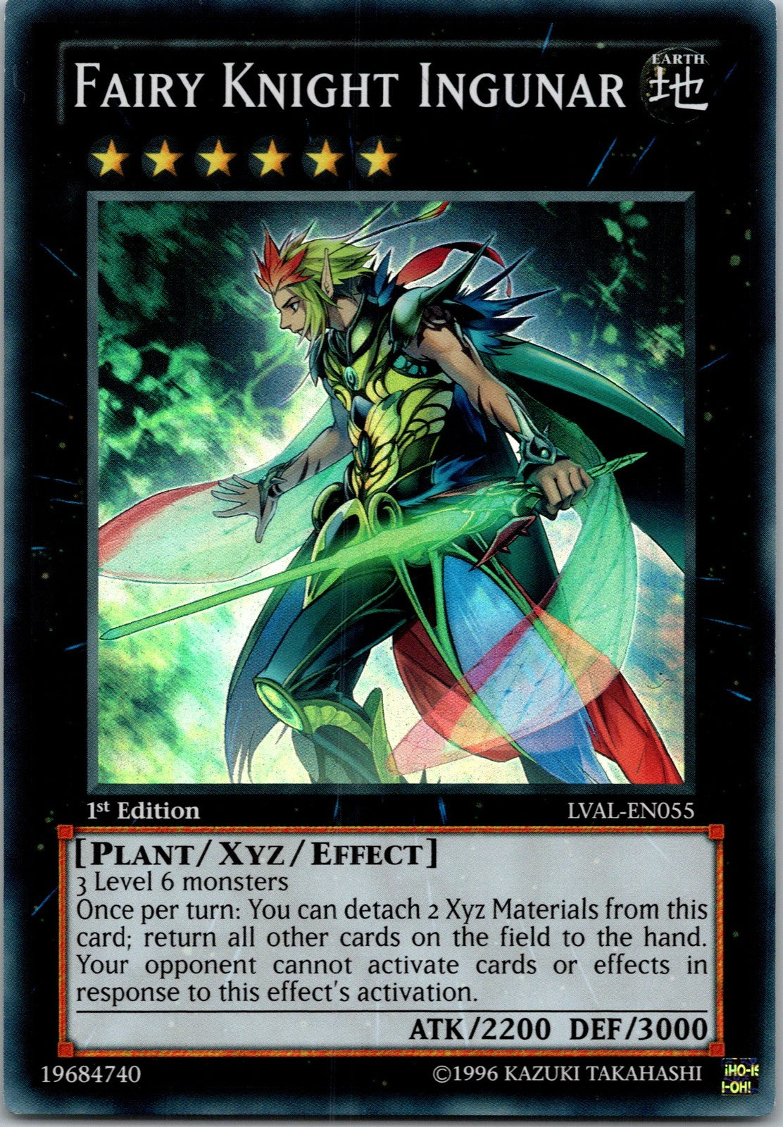 Yugioh Fairy Knight Ingunar LVAL-EN055 1st Edition Super Rare NM