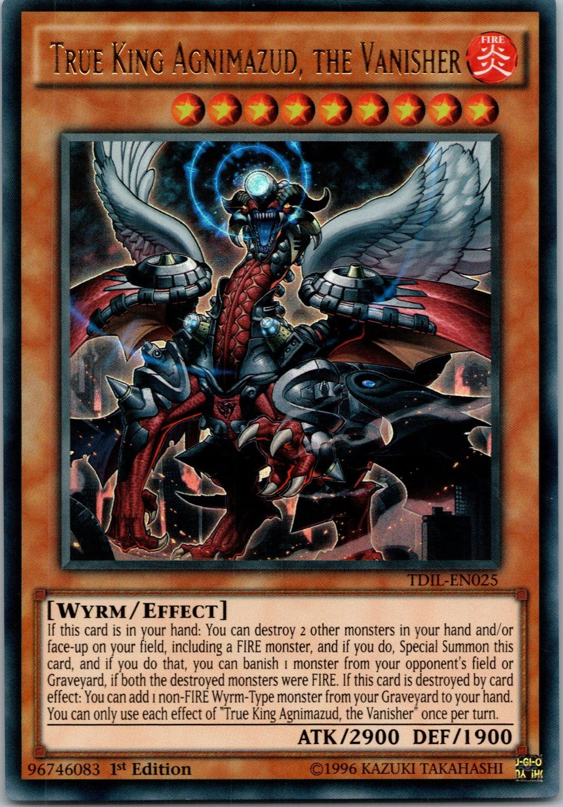 Yugioh True King Agnimazud, the Vanisher TDIL-EN025 1st Edition Ultra Rare NM
