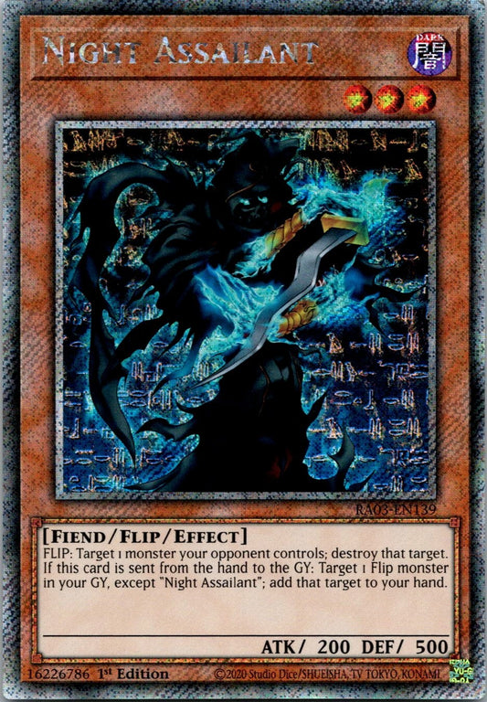 Yugioh Night Assailant RA03-EN139 1st Edition Platinum Secret Rare NM
