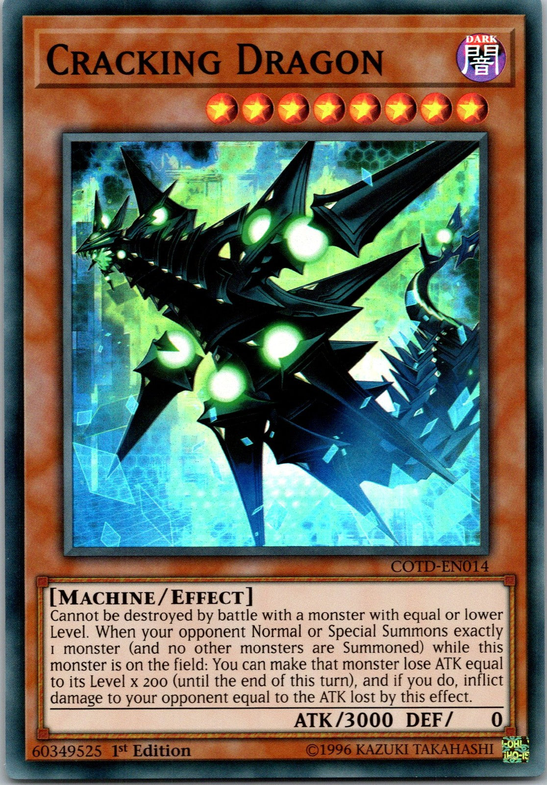 Yugioh Cracking Dragon COTD-EN014 1st Edition Super Rare NM