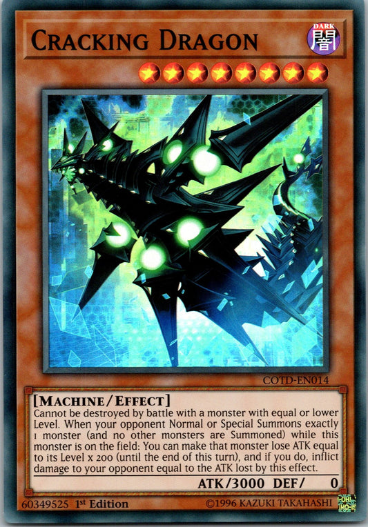 Yugioh Cracking Dragon COTD-EN014 1st Edition Super Rare NM