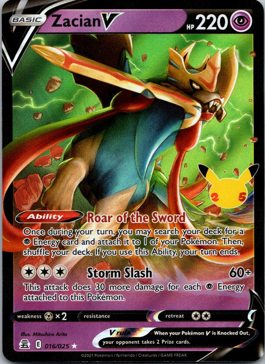 Pokemon Zacian V Ultra Rare Celebrations 016/025 NM