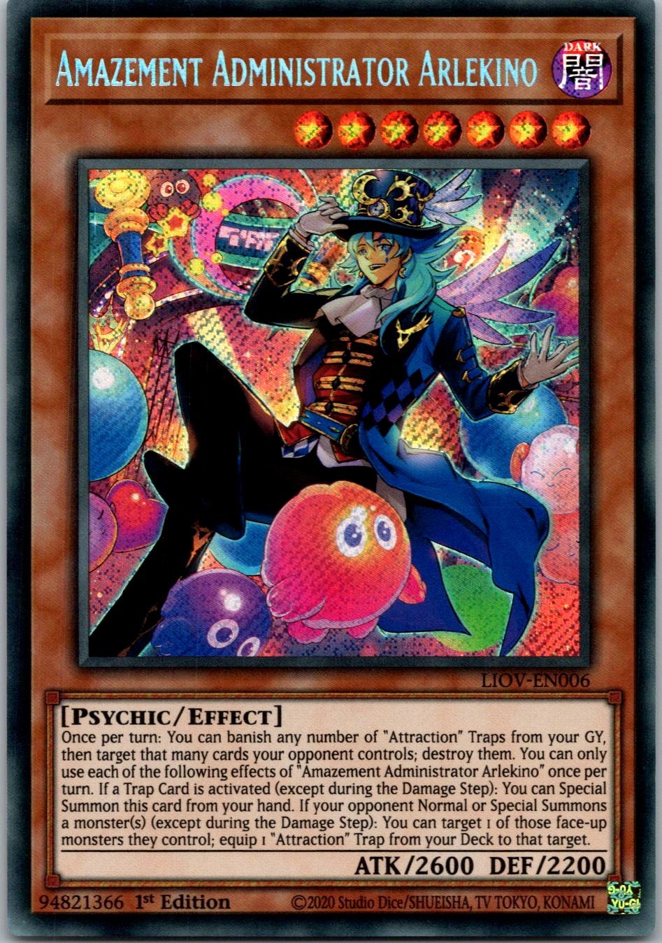 Yugioh Amazement Administrator Arlekino LIOV-EN006 1st Edition Secret Rare NM