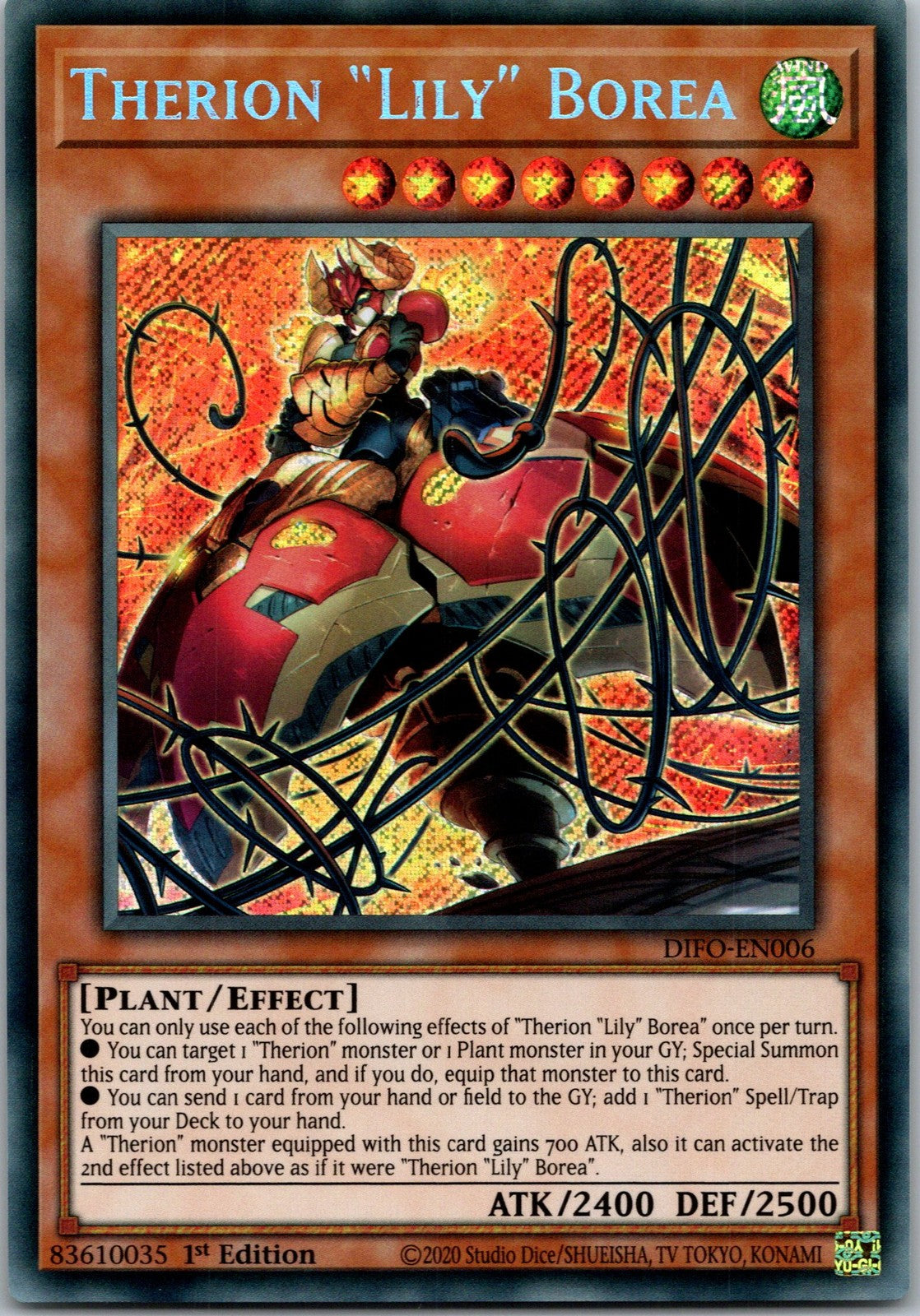 Yugioh Therion "Lily" Borea DIFO-EN006 1st Edition Secret Rare NM