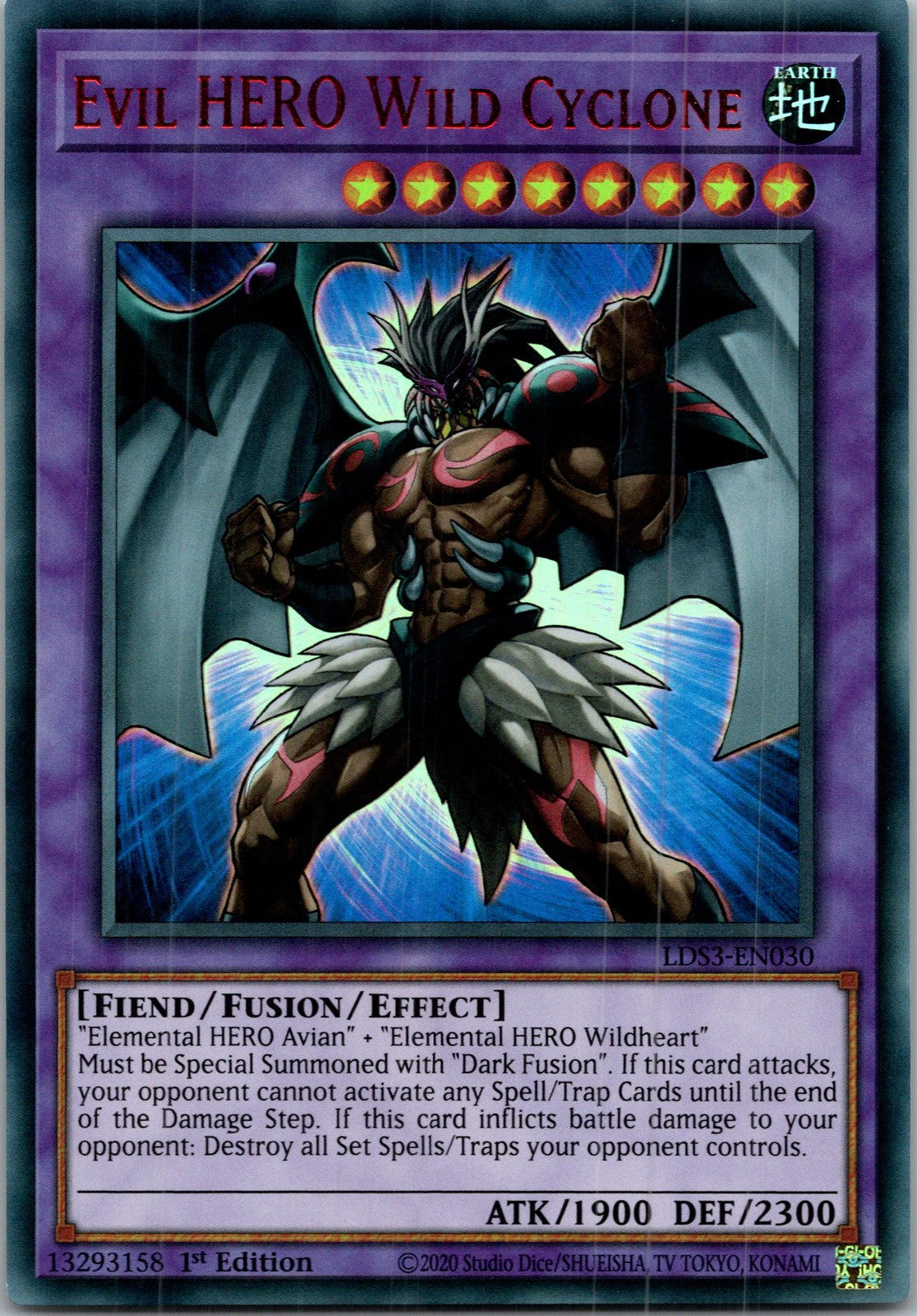 Yugioh Evil HERO Wild Cyclone (Red) LDS3-EN030 1st Edition Ultra Rare NM