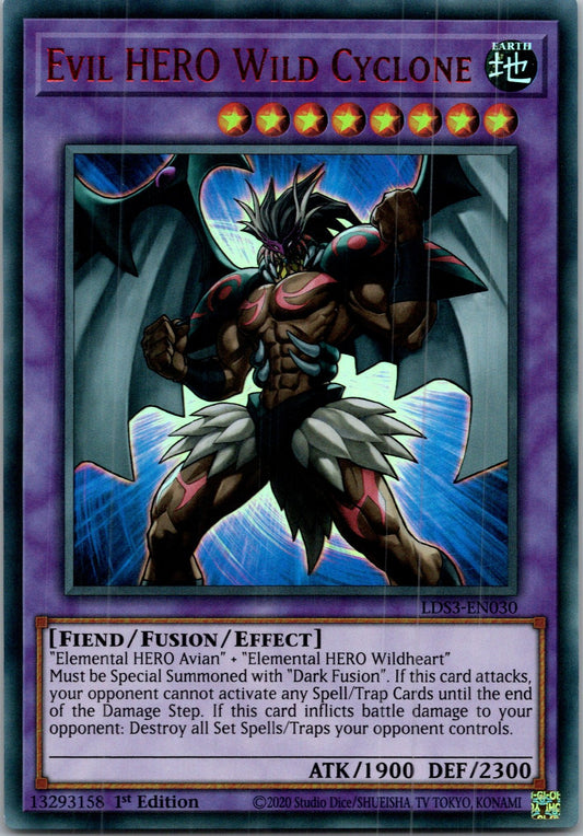 Yugioh Evil HERO Wild Cyclone (Red) LDS3-EN030 1st Edition Ultra Rare NM