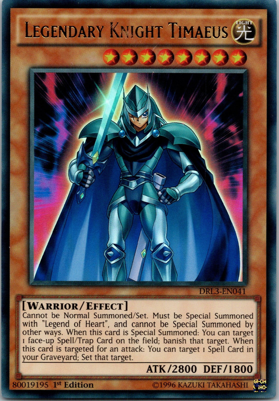 Yugioh Legendary Knight Timaeus DRL3-EN041 1st Edition Ultra Rare NM