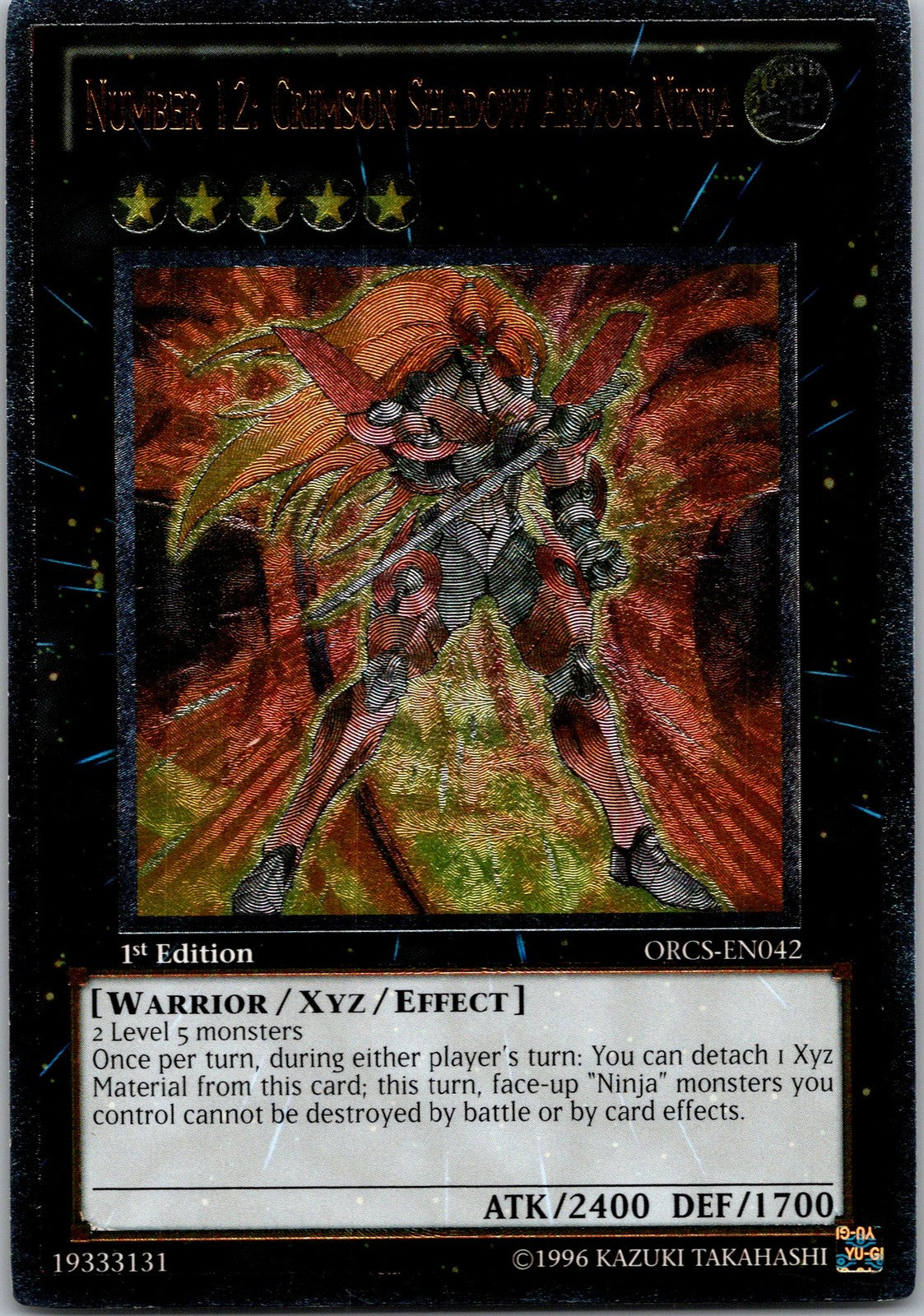 Yugioh Number 12: Crimson Shadow Armor Ninja ORCS-EN042 1st Ed Ultimate Rare NM