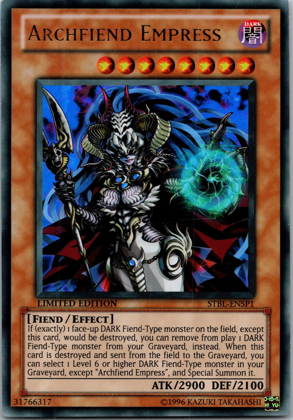 Yugioh Archfiend Empress STBL-ENSP1 Limited Edition Ultra Rare NM
