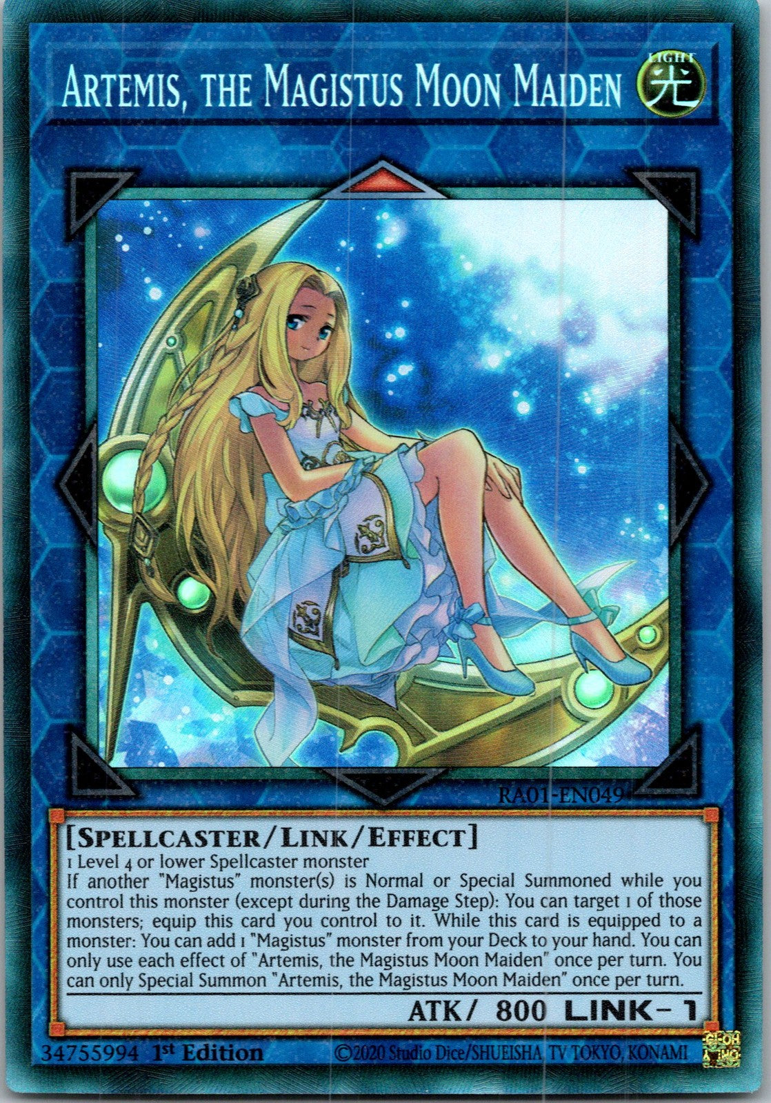 Yugioh Artemis, the Magistus Moon Maiden (PUR) RA01-EN049 1st Edition Prismatic