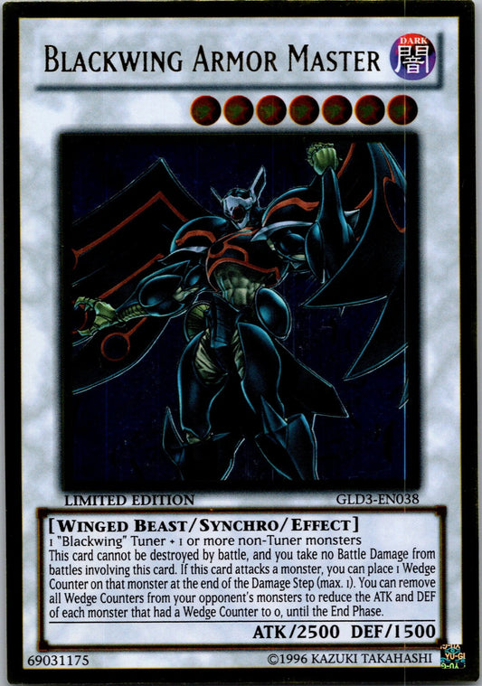 Yugioh Blackwing Armor Master GLD3-EN038 Limited Edition Gold Rare NM