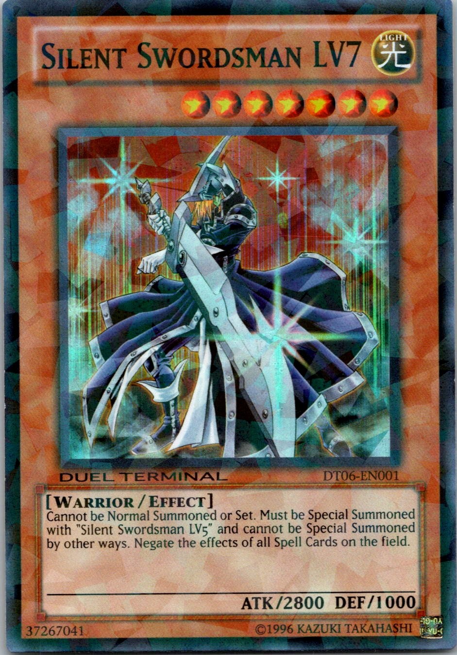 Yugioh Silent Swordsman LV7 DT06-EN001 Duel Terminal Super Parallel Rare NM