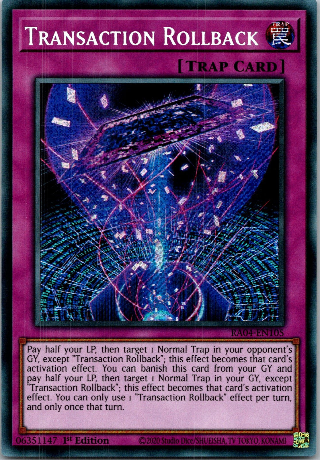 Yugioh Transaction Rollback RA04-EN105 1st Edition Secret Rare NM
