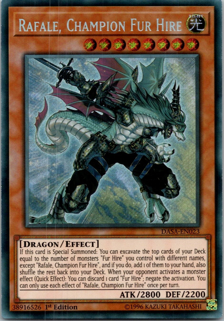 Yugioh Rafale, Champion Fur Hire DASA-EN023 1st Edition Secret Rare NM