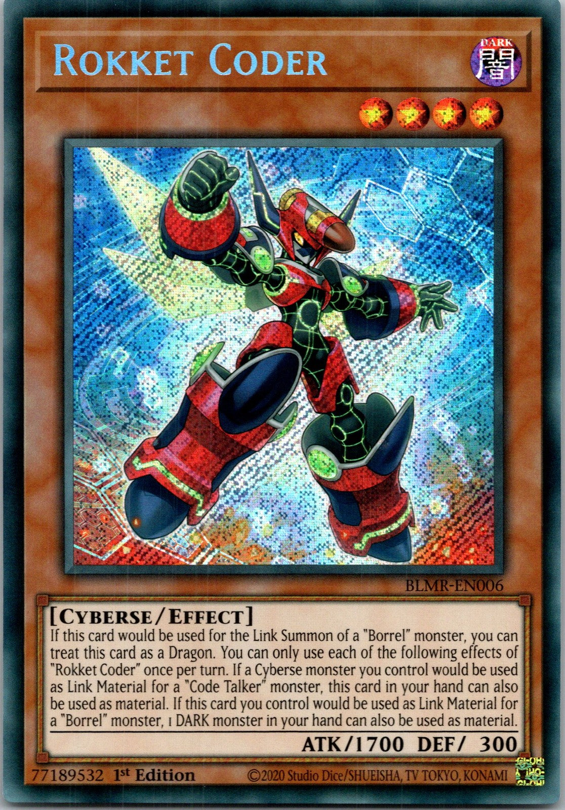 Yugioh Rokket Coder BLMR-EN006 1st Edition Secret Rare NM