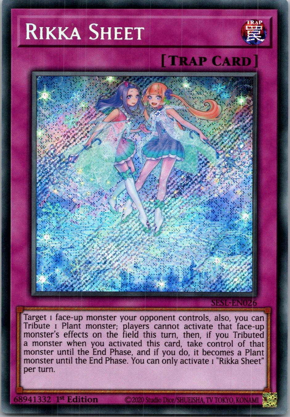 Yugioh Rikka Sheet SESL-EN026 1st Edition Secret Rare NM