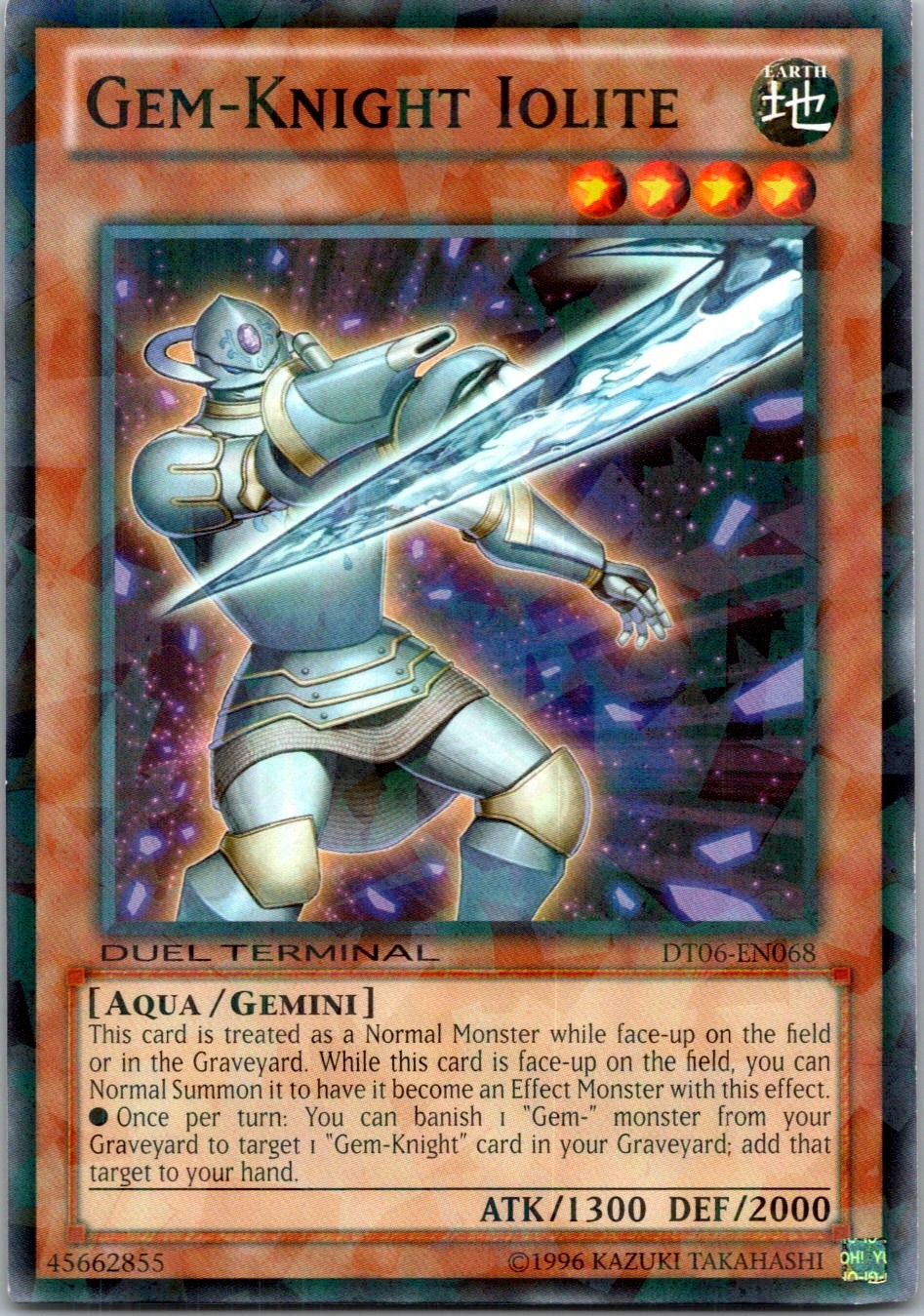 Yugioh Gem-Knight Iolite DT06-EN068 Duel Terminal Normal Parallel Rare NM