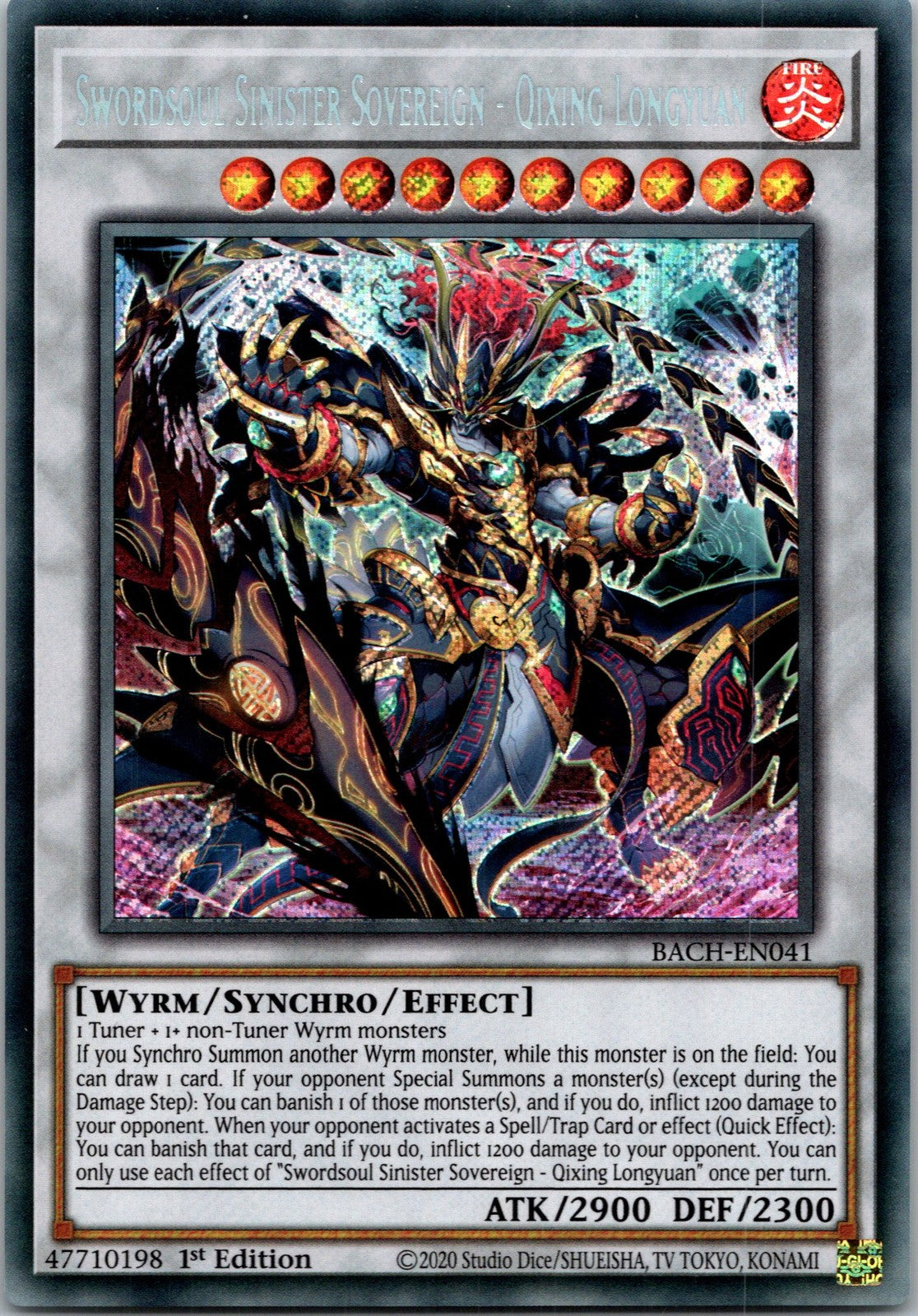 Yugioh Swordsoul Sinister Sovereign - Qixing Longyuan BACH-EN041 1st Edition Sec