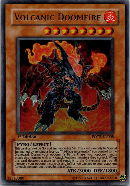 Yugioh Volcanic Doomfire FOTB-EN008 1st Edition Ultra Rare NM