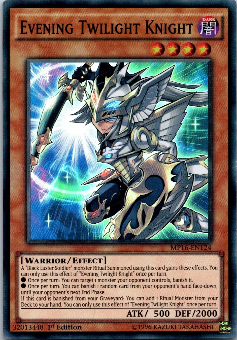 Yugioh Evening Twilight Knight MP16-EN124 1st Edition Super Rare NM