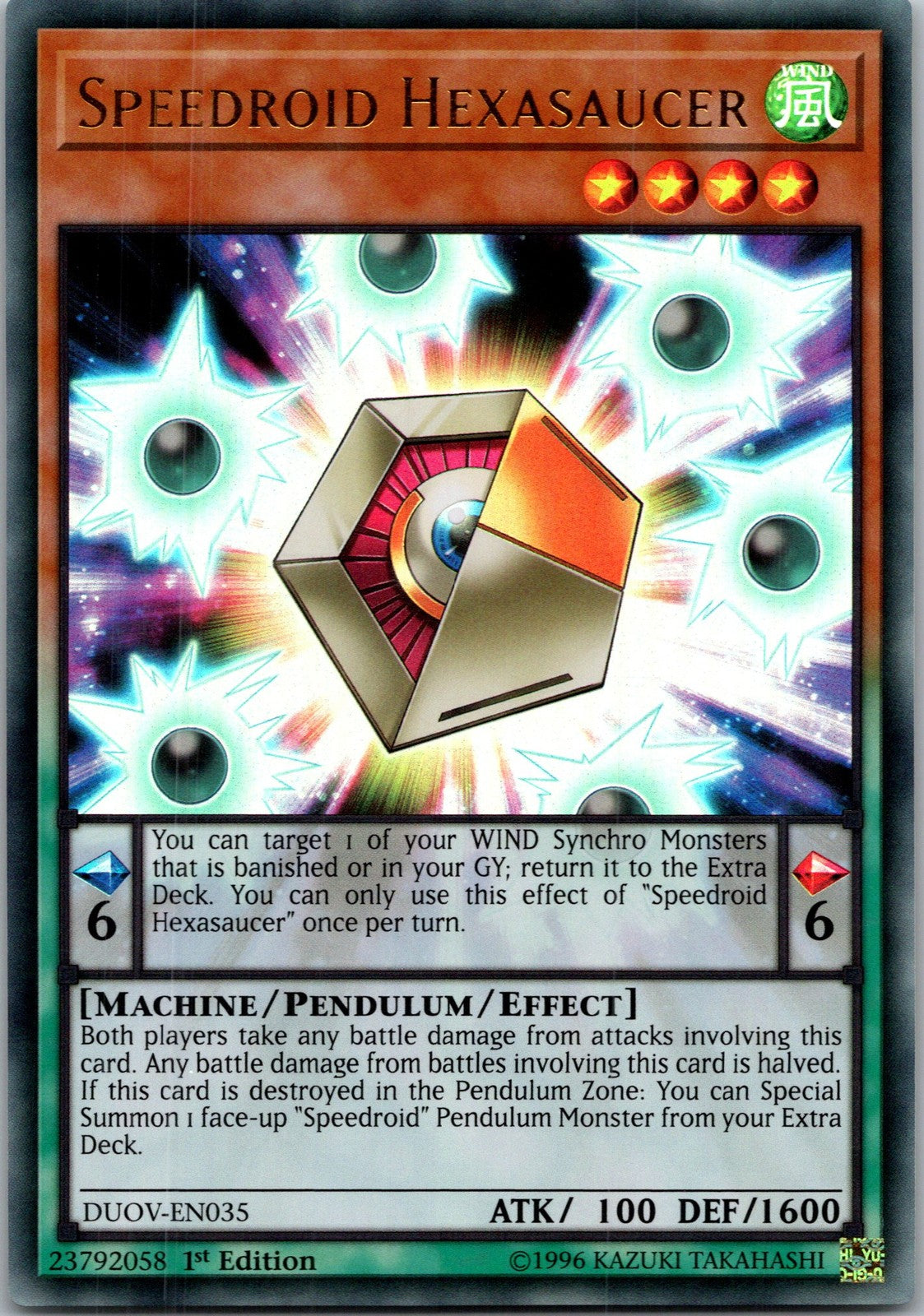 Yugioh Speedroid Hexasaucer DUOV-EN035 1st Edition Ultra Rare NM