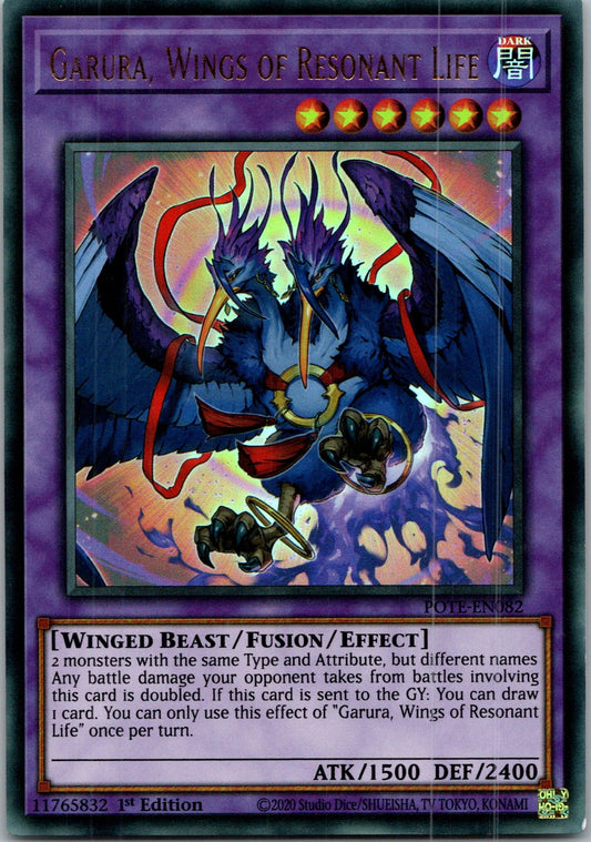 Yugioh Garura, Wings of Resonant Life POTE-EN082 1st Edition Ultra Rare NM