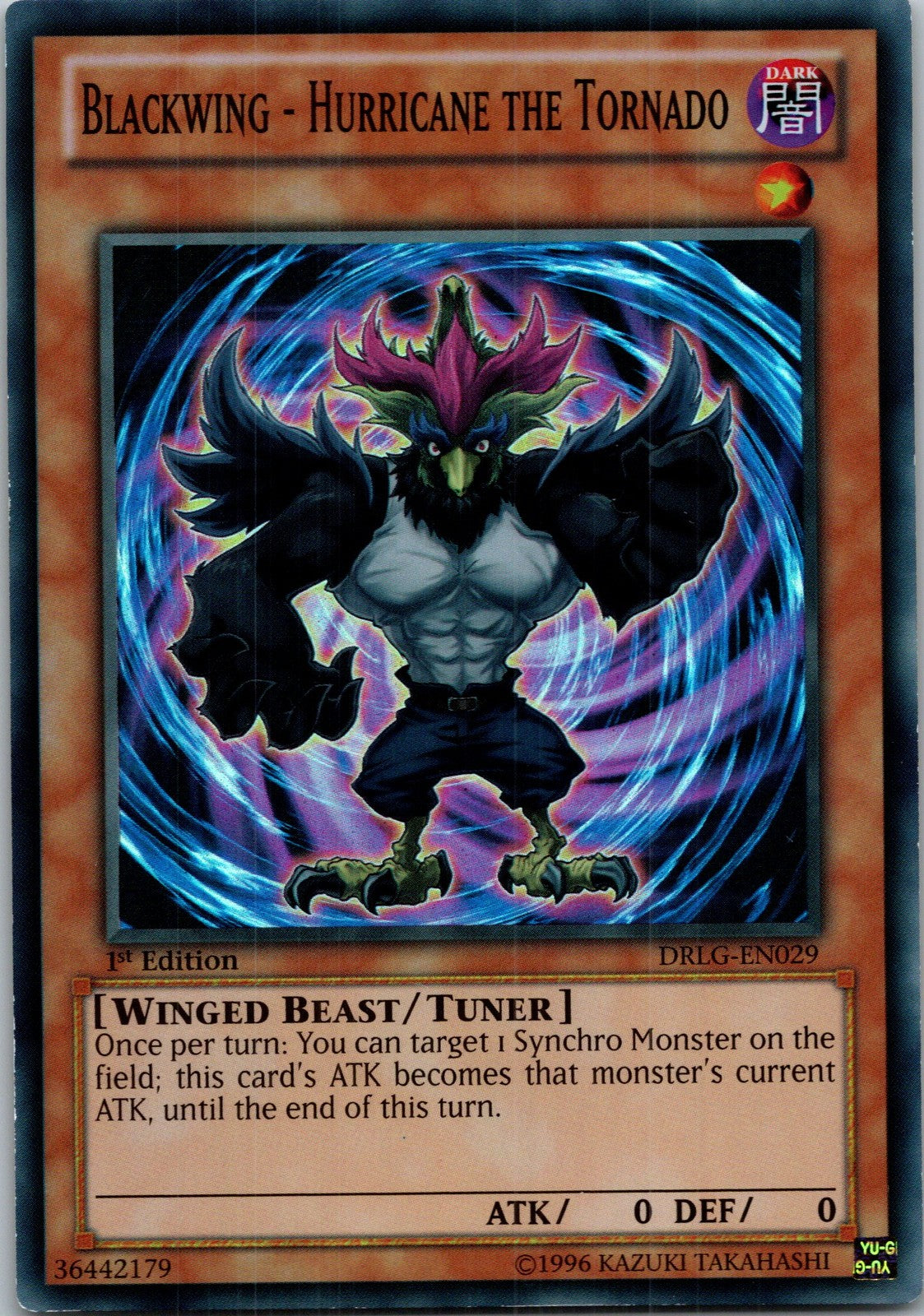 Yugioh Blackwing - Hurricane the Tornado DRLG-EN029 1st Edition Super Rare NM