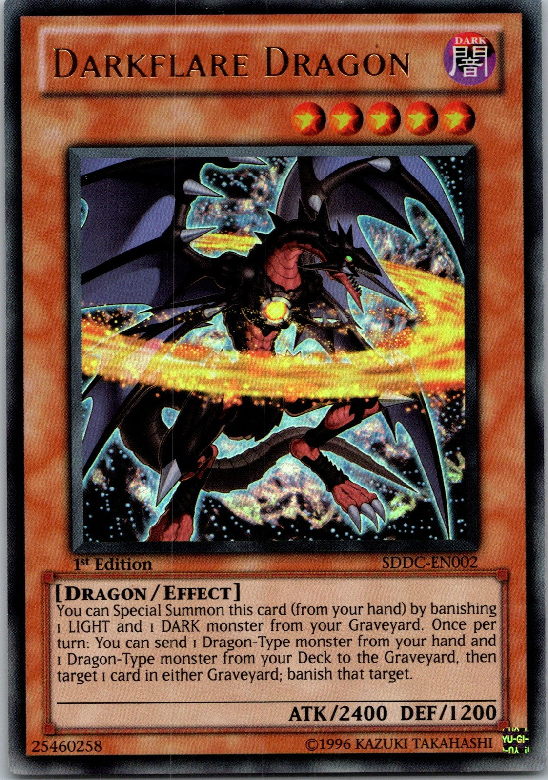 Yugioh Darkflare Dragon SDDC-EN002 1st Edition Ultra Rare NM