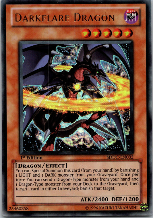 Yugioh Darkflare Dragon SDDC-EN002 1st Edition Ultra Rare NM