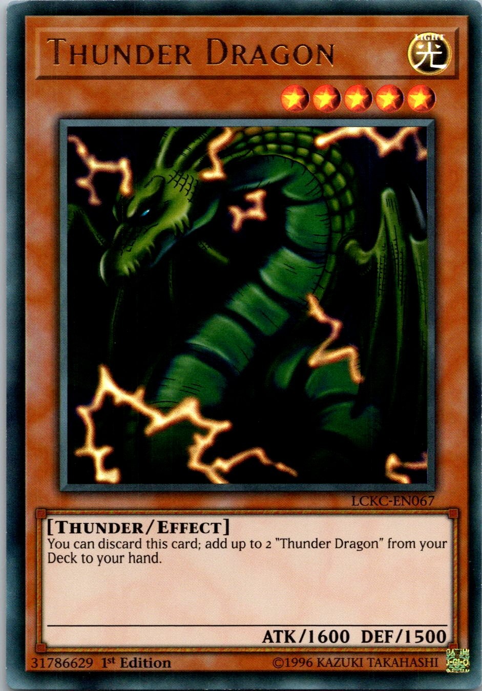 Yugioh Thunder Dragon LCKC-EN067 1st Edition Ultra Rare NM