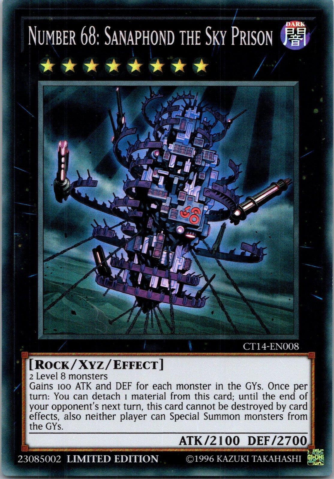 Yugioh Number 68: Sanaphond the Sky Prison CT14-EN008 Limited Edition Super Rare