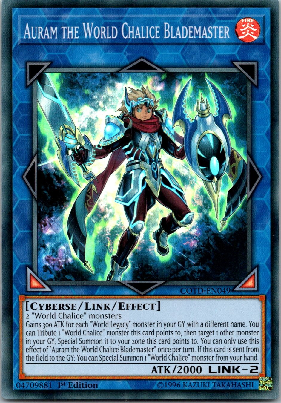 Yugioh Auram the World Chalice Blademaster COTD-EN049 1st Edition Super Rare NM