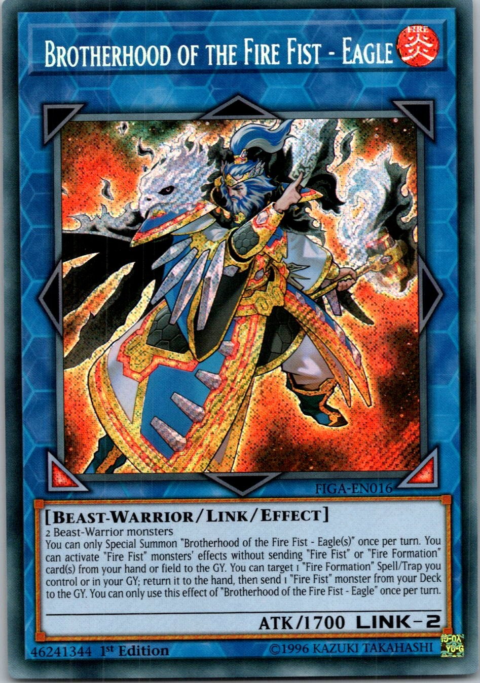 Yugioh Brotherhood of the Fire Fist - Eagle FIGA-EN016 1st Edition Secret NM