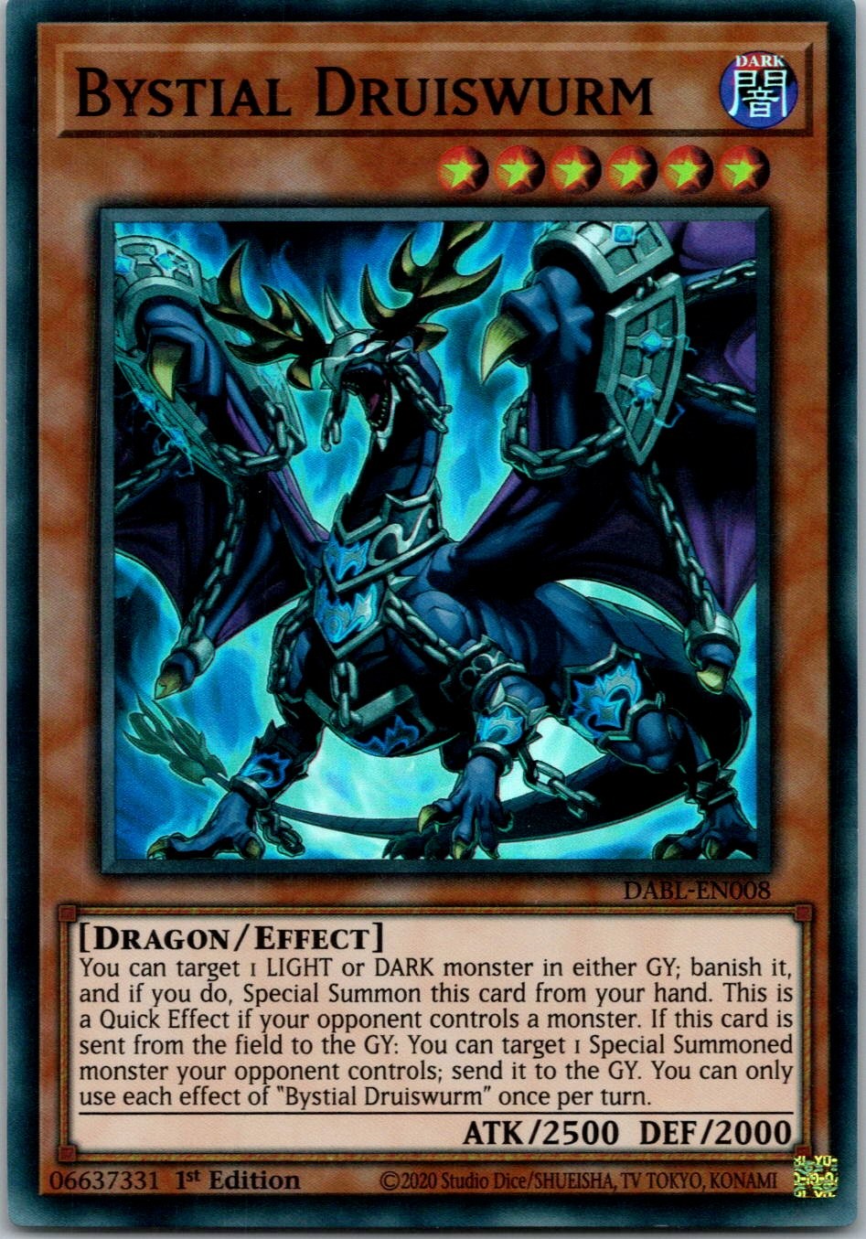Yugioh Bystial Druiswurm DABL-EN008 1st Edition Super Rare NM