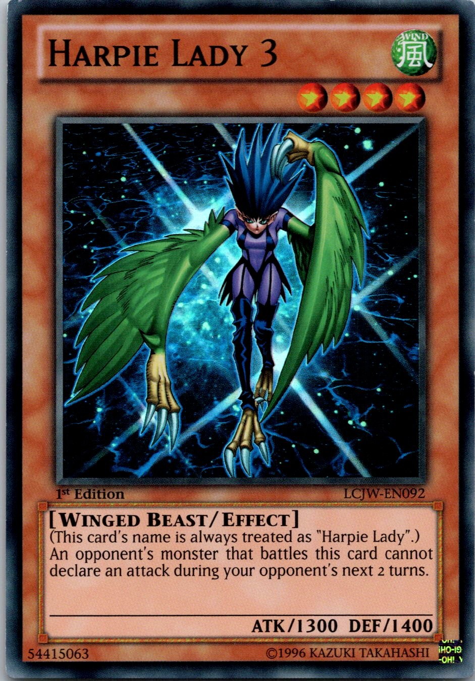 Yugioh Harpie Lady 3 LCJW-EN092 1st Edition Super Rare NM