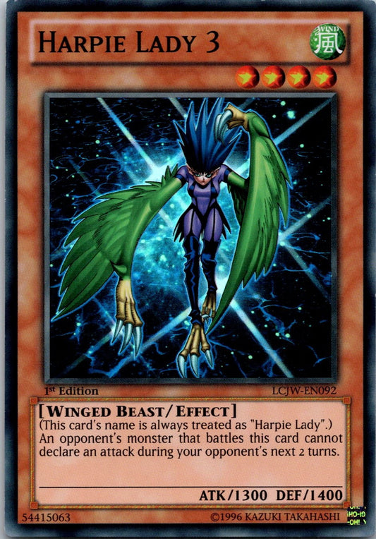Yugioh Harpie Lady 3 LCJW-EN092 1st Edition Super Rare NM
