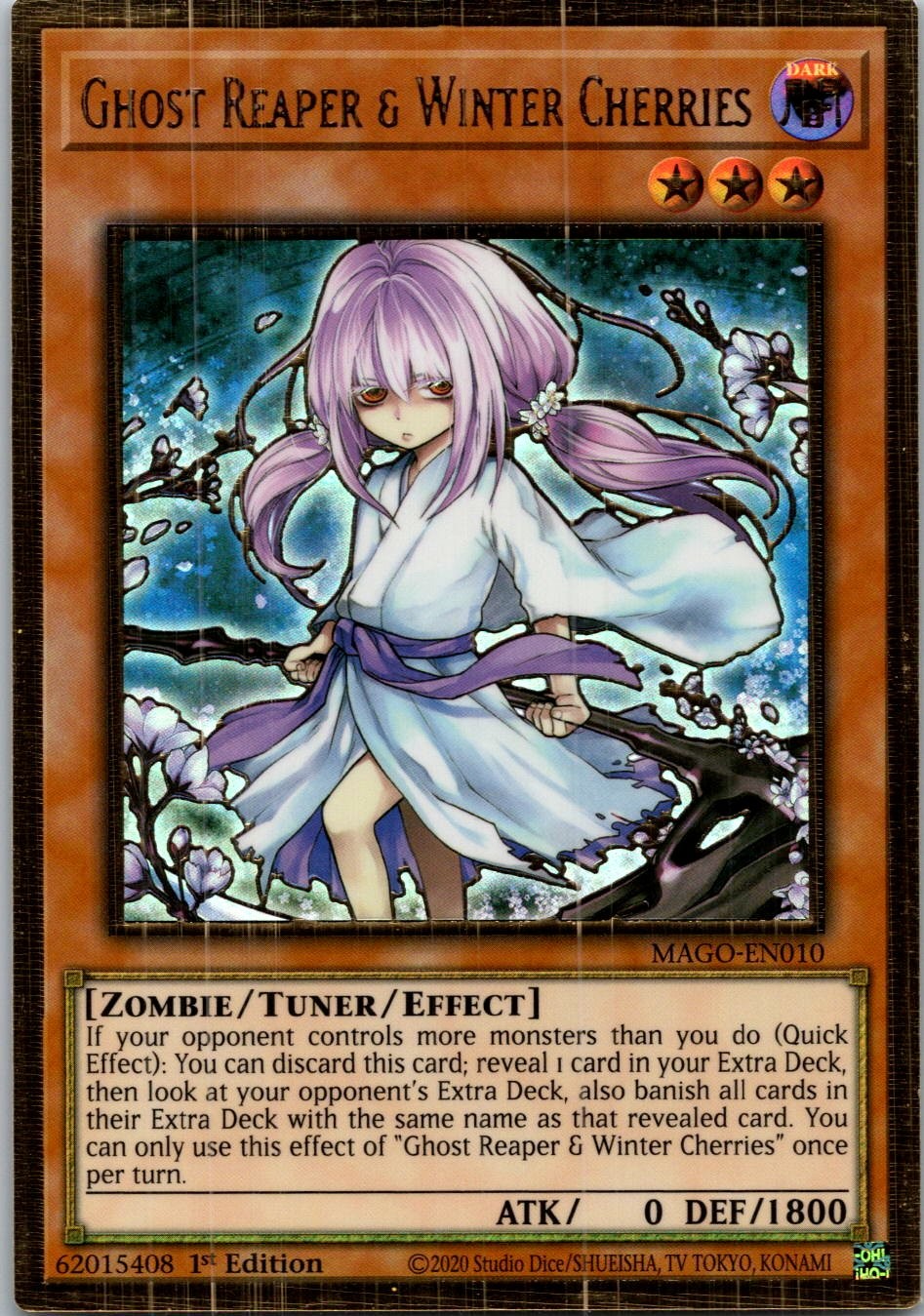 Yugioh Ghost Reaper & Winter Cherries MAGO-EN010 1st Edition Gold Rare NM