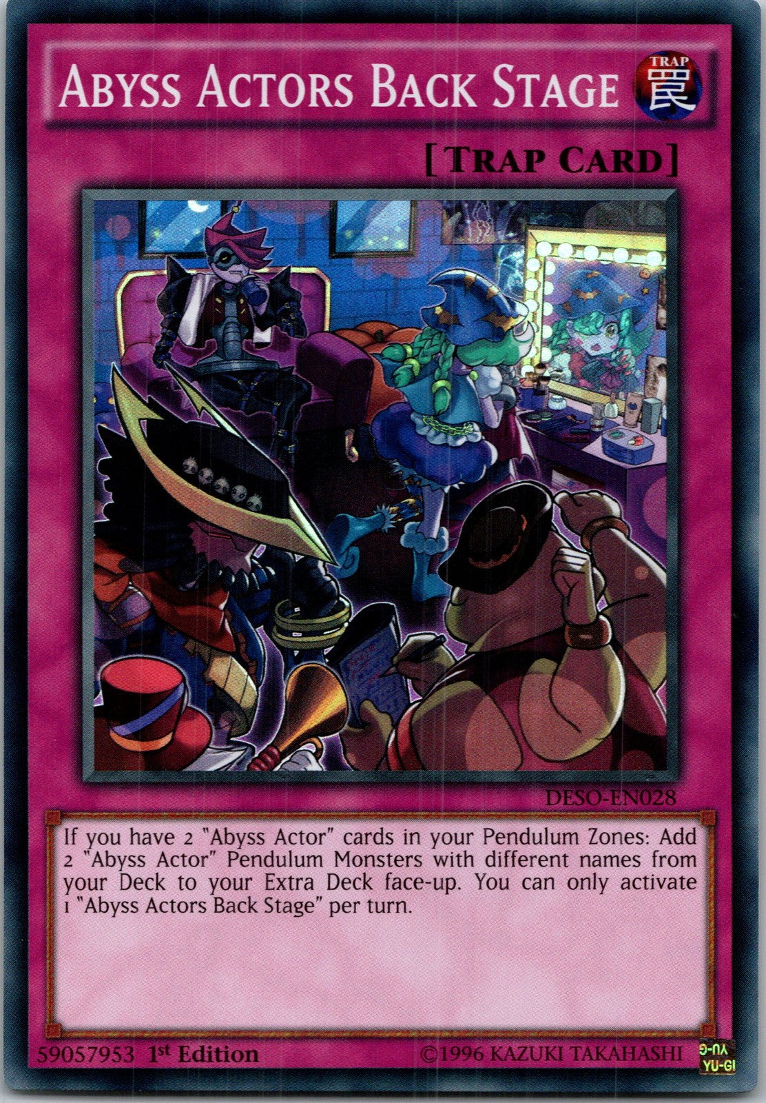 Yugioh Abyss Actors Back Stage DESO-EN028 1st Edition Super Rare NM