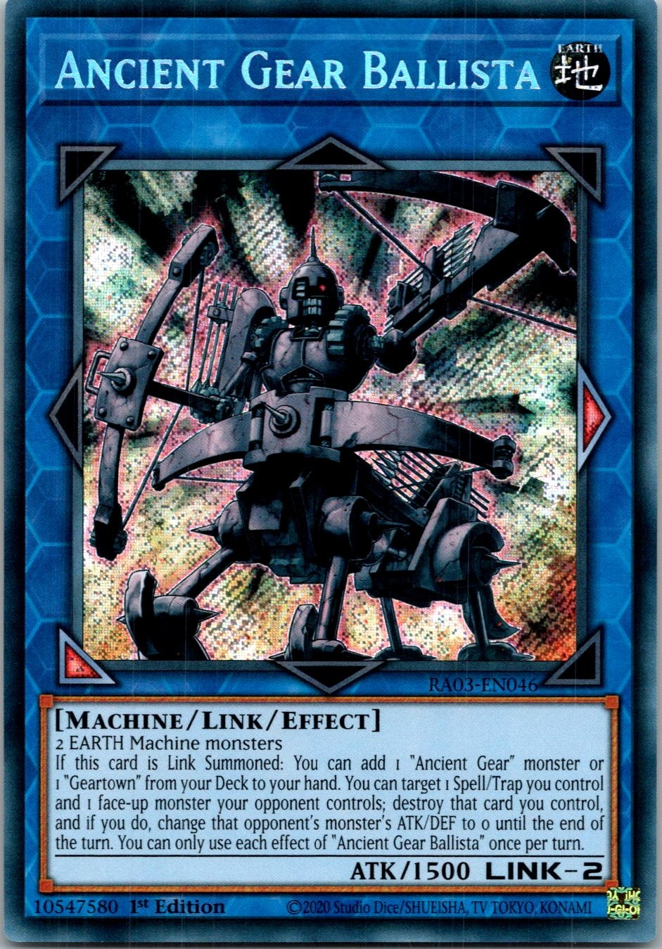 Yugioh Ancient Gear Ballista (Secret Rare) RA03-EN046 1st Edition Secret Rare NM