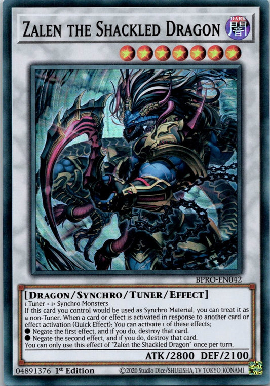 Yugioh Zalen the Shackled Dragon BPRO-EN042 1st Edition Super Rare NM