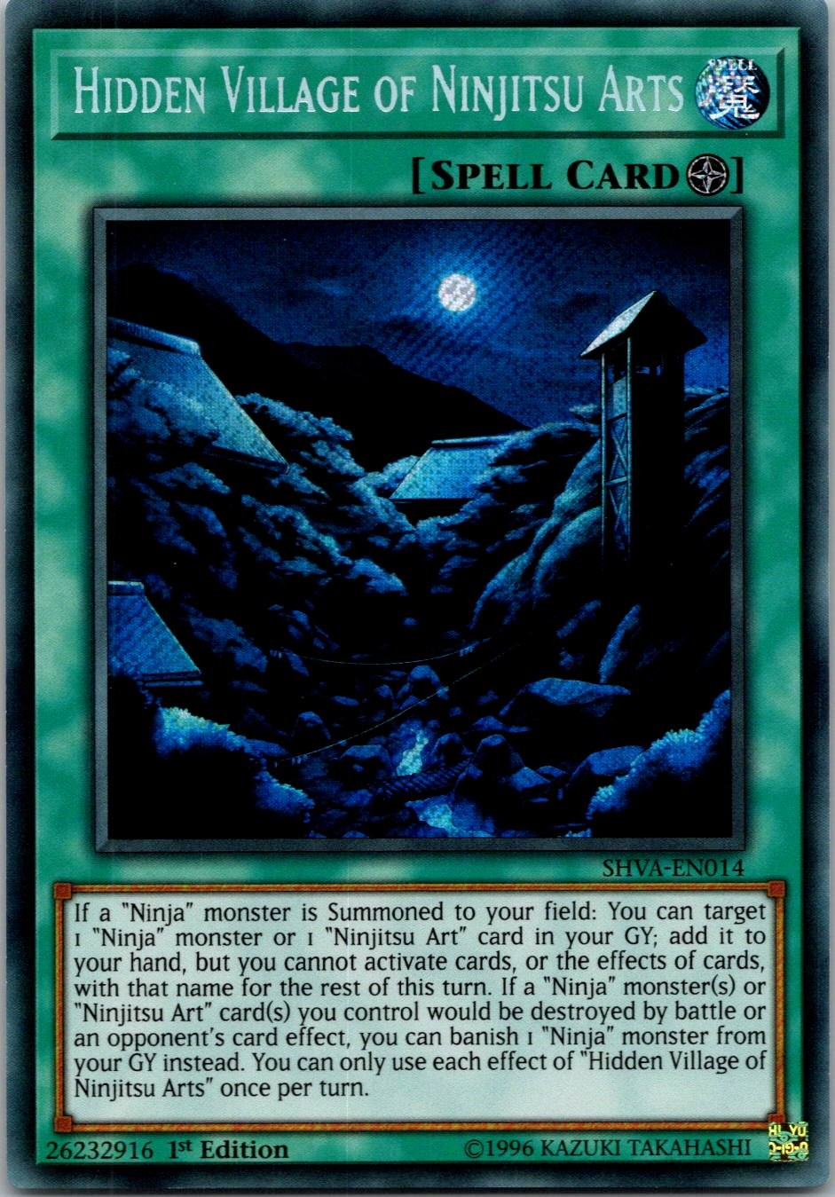 Yugioh Hidden Village of Ninjitsu Arts SHVA-EN014 1st Edition Secret Rare NM