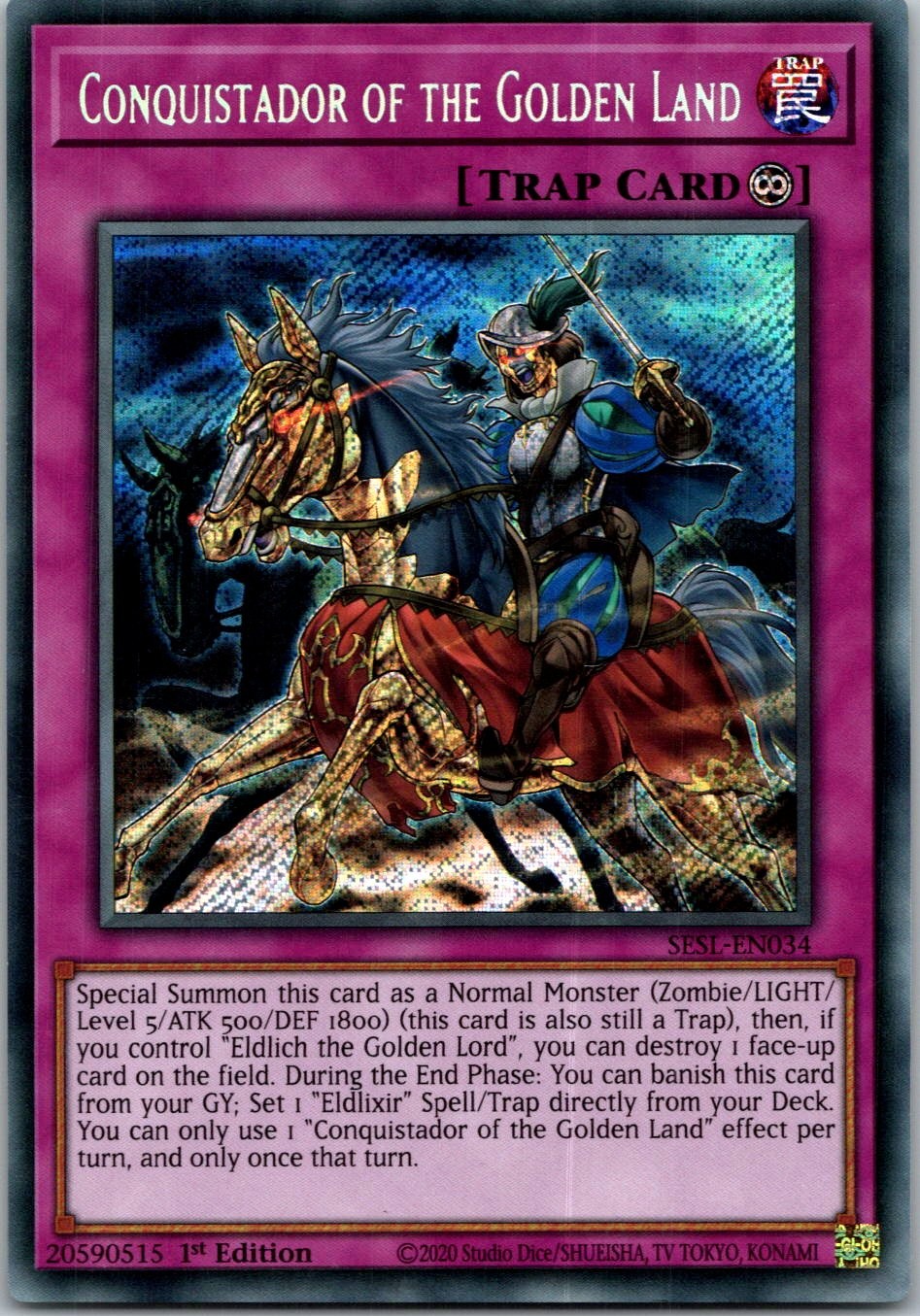 Yugioh Conquistador of the Golden Land SESL-EN034 1st Edition Secret Rare NM