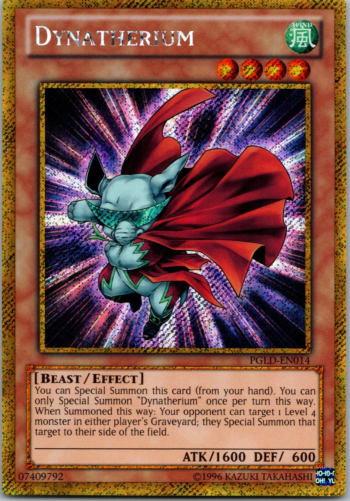 Yugioh Dynatherium PGLD-EN014 Gold Secret Rare NM