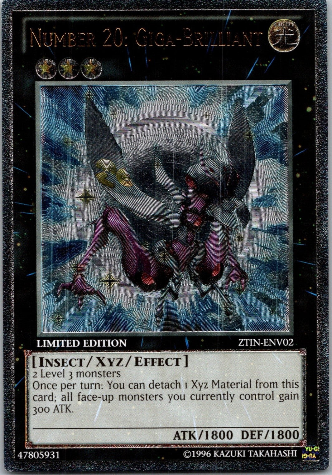 Yugioh Number 20: Giga-Brilliant (UTR) ZTIN-ENV02 Limited Edition Ultimate Rare