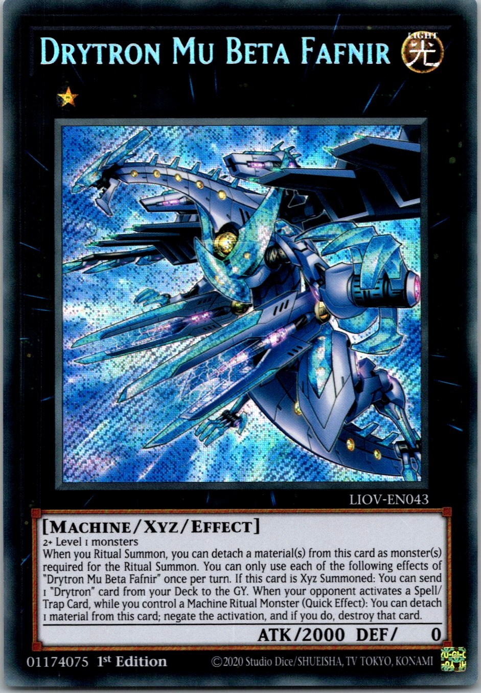 Yugioh Drytron Mu Beta Fafnir LIOV-EN043 1st Edition Secret Rare NM