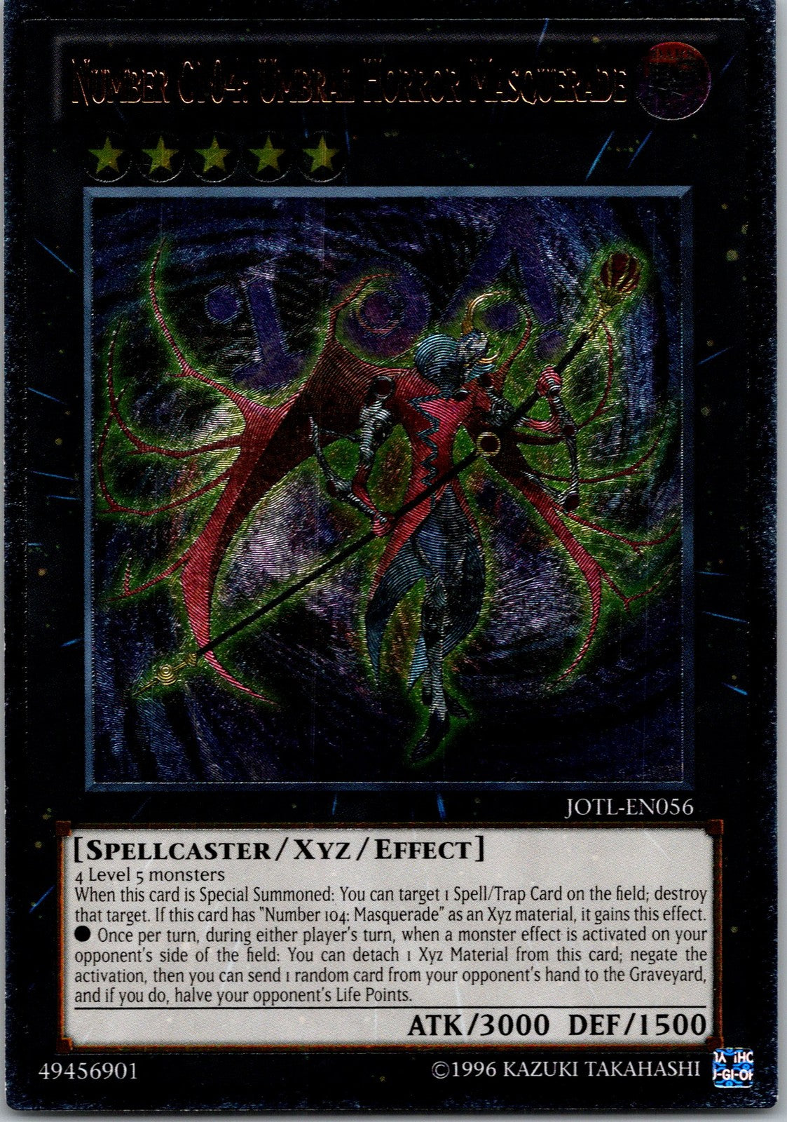 Yugioh Number C104: Umbral Horror Masquerade JOTL-EN056 Ultimate Rare NM