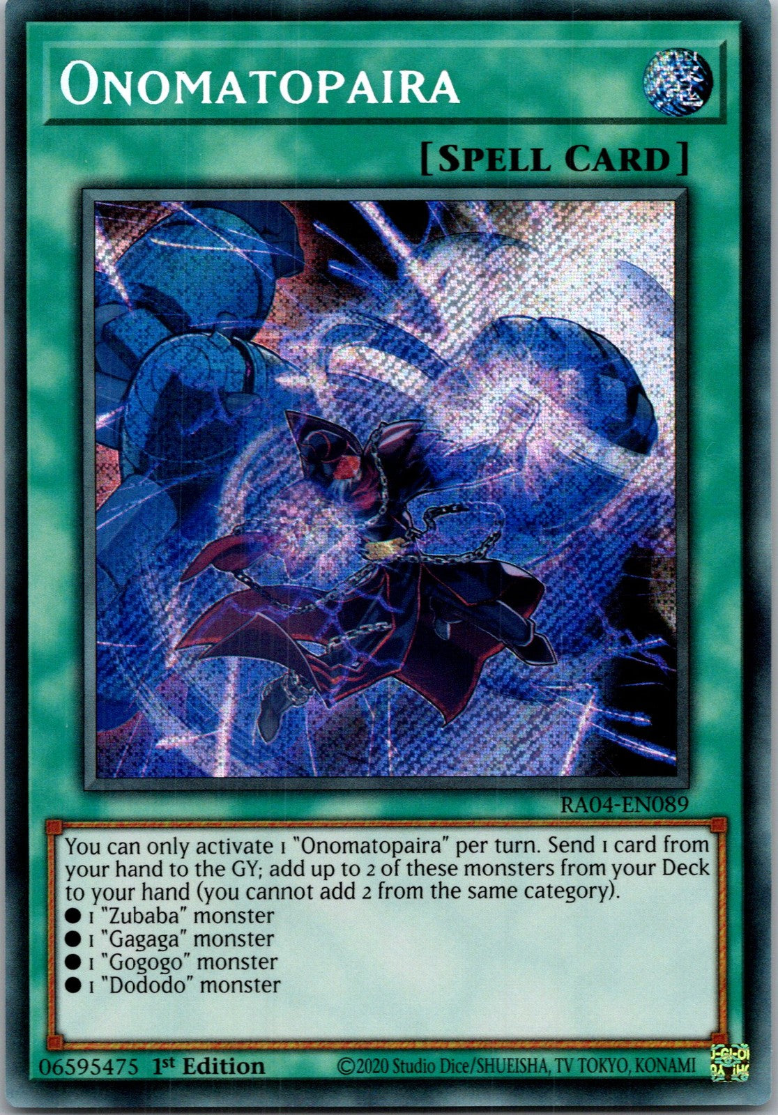 Yugioh Onomatopaira (Secret Rare) RA04-EN089 1st Edition Secret Rare NM