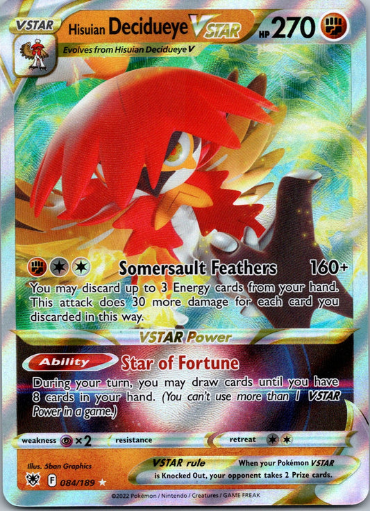 Pokemon Hisuian Decidueye VSTAR Ultra Rare Astral Radiance 084/189 NM